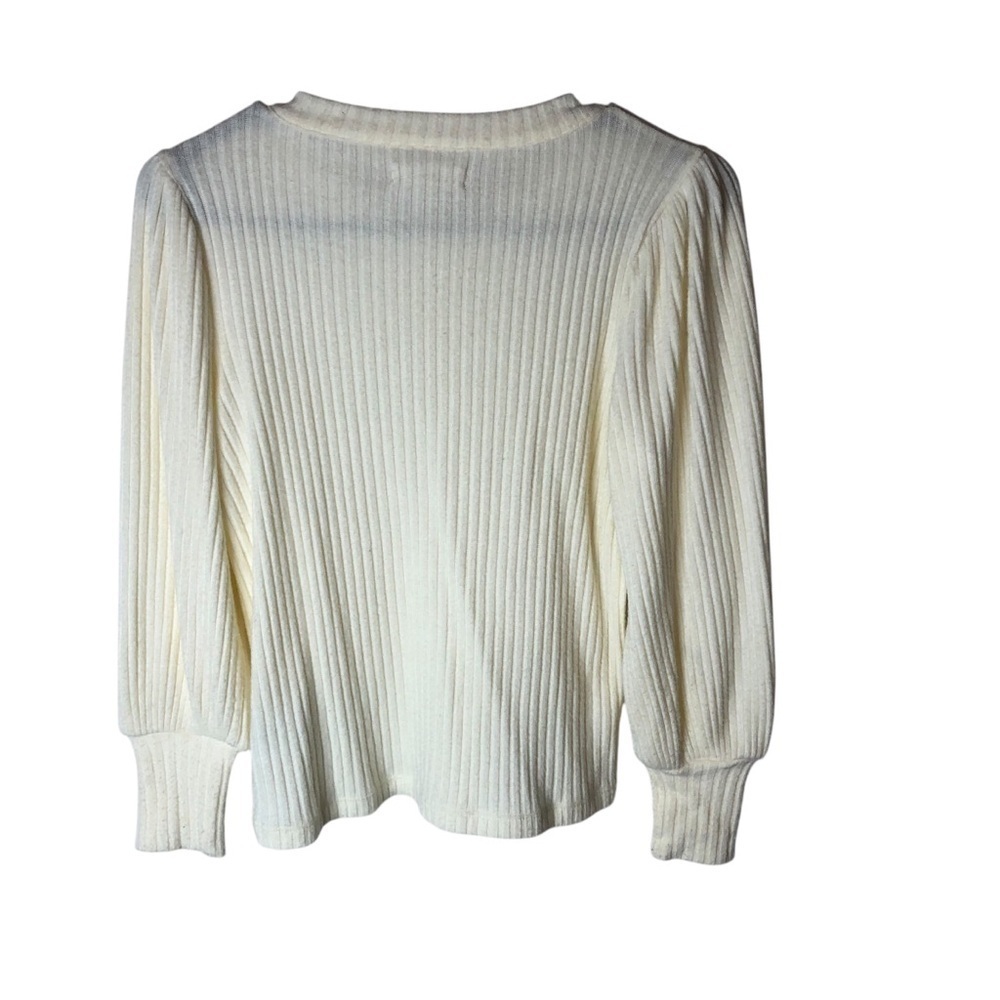 Madewell Cream Sweater Sz XS Ribbed Knit Balloon Sleeve Classic Casual Feminine - Picture 3 of 7